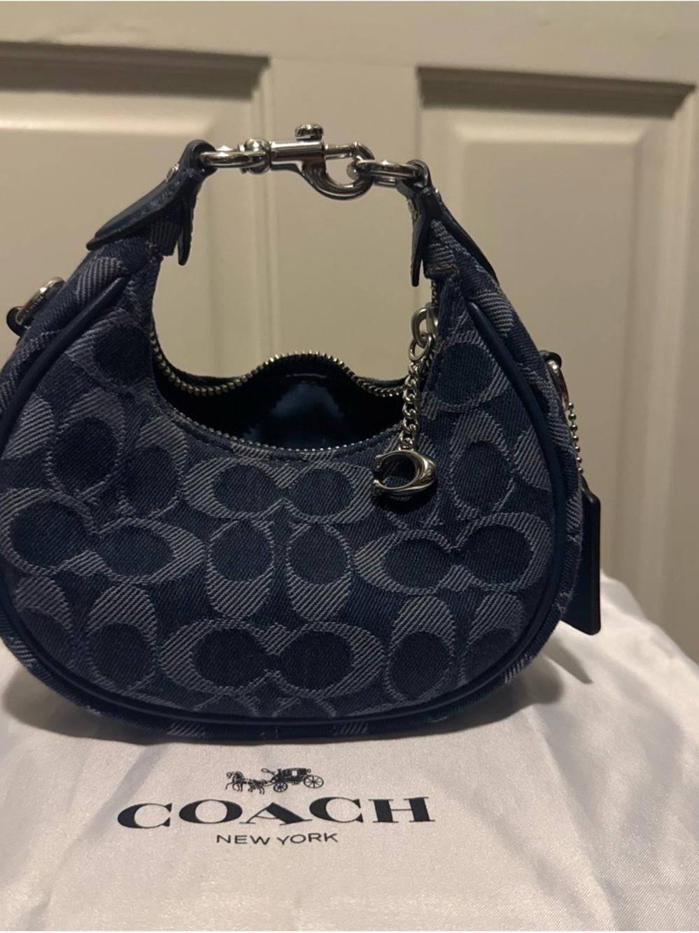 Coach Mini Jonie in Signature Jacquard with Silver Hardware